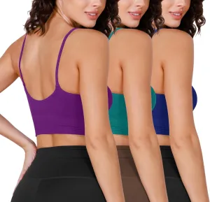 ODODOS Seamless Sports Bra for Women Ribbed Camisoles Non Padding Yoga Bra Crop Tank Tops