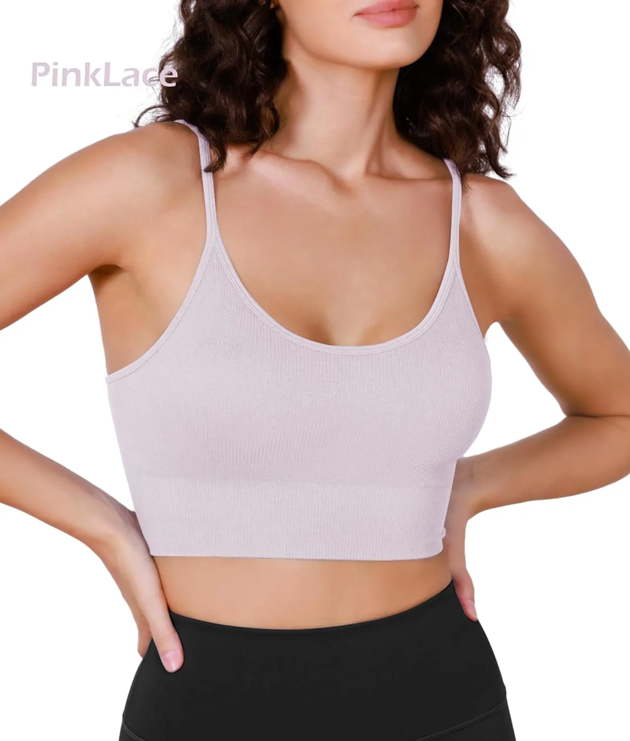 ODODOS Seamless Sports Bra for Women Ribbed Camisoles Non Padding Yoga Bra Crop Tank Tops