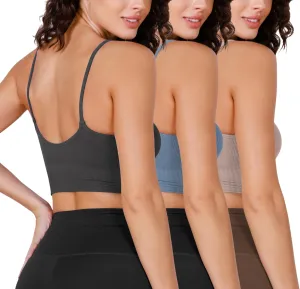 ODODOS Seamless Sports Bra for Women Ribbed Camisoles Non Padding Yoga Bra Crop Tank Tops