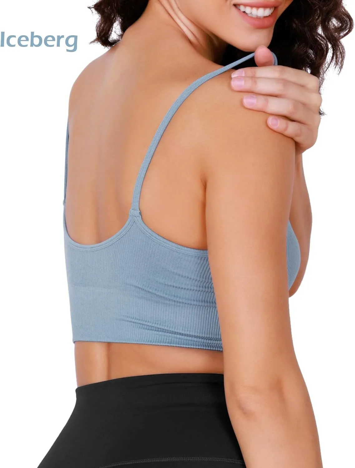 ODODOS Seamless Sports Bra for Women Ribbed Camisoles Non Padding Yoga Bra Crop Tank Tops