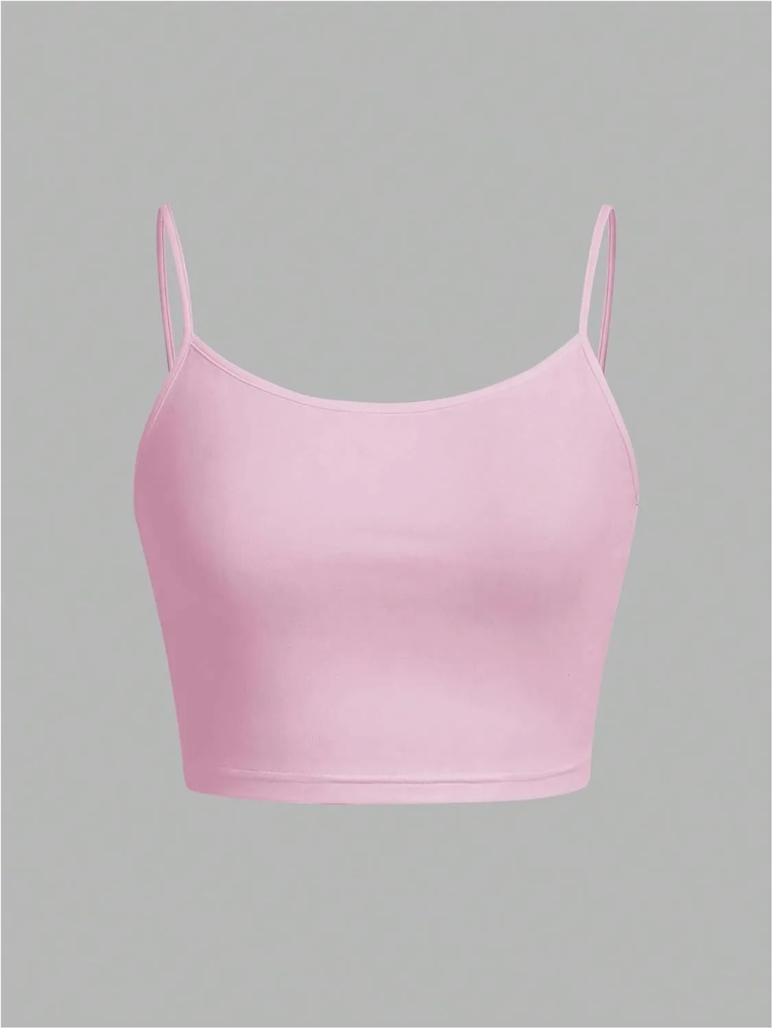 OYOANGLE Women's 4 Pack Scoop Neck Crop Cami Top Basic Solid Spaghetti Strap Tank Tops Camisoles