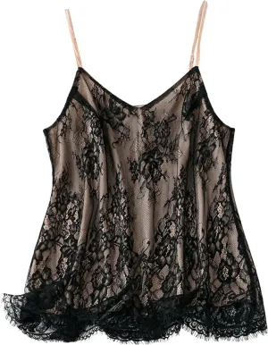 OYOANGLE Women's Plus Size Floral Lace Up Camisoles Double Layers V Neck Spaghetti Strap Loose Tunic Cami Tops