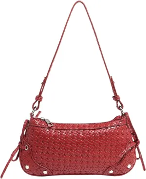 OYOANGLE Women's PU Leather Hobo Shoulder Bag Y2K Vintage Square Handbags Zipper Top Handle Underarm Purse