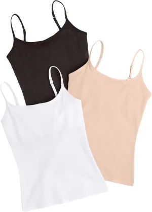 Pact Organic Cotton Shelf Bra Camisole for Women  Pack of 3  95% Cotton  5% Elastane  Scoop Neckline Camisole 3-Pack Favorites XS One Size