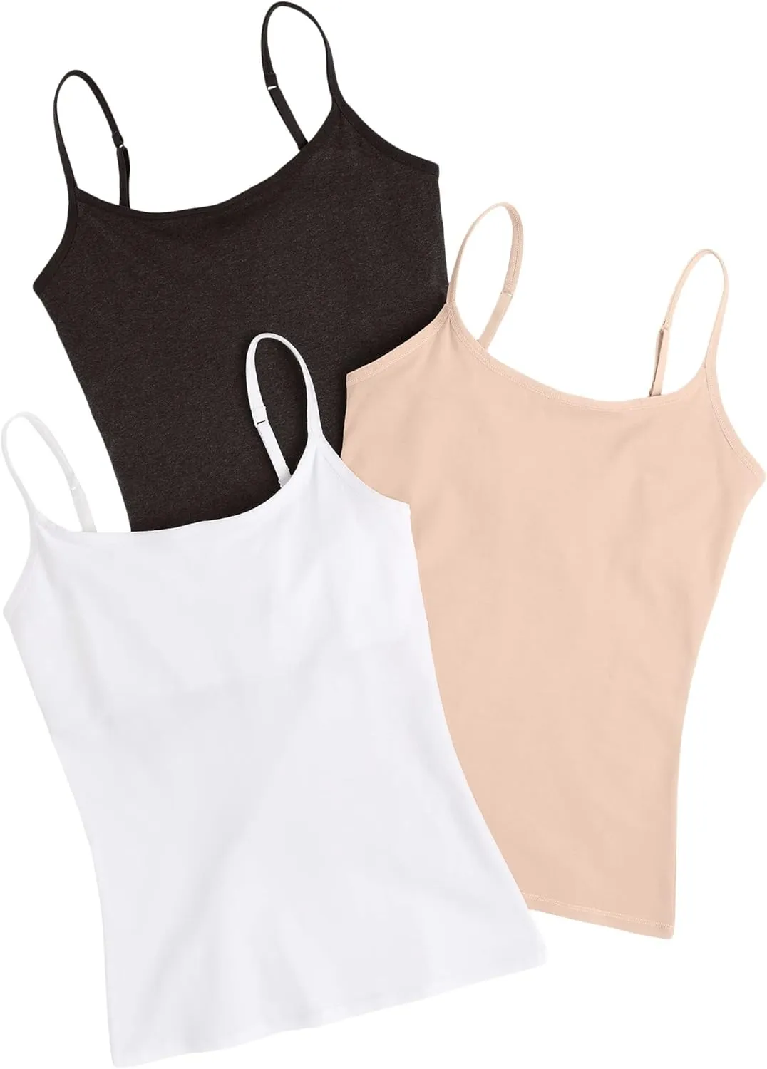 Pact Organic Cotton Shelf Bra Camisole for Women  Pack of 3  95% Cotton  5% Elastane  Scoop Neckline Camisole 3-Pack Favorites XS One Size