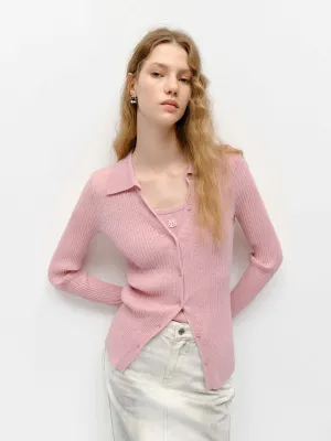 Polo Collar Knit Cardigan