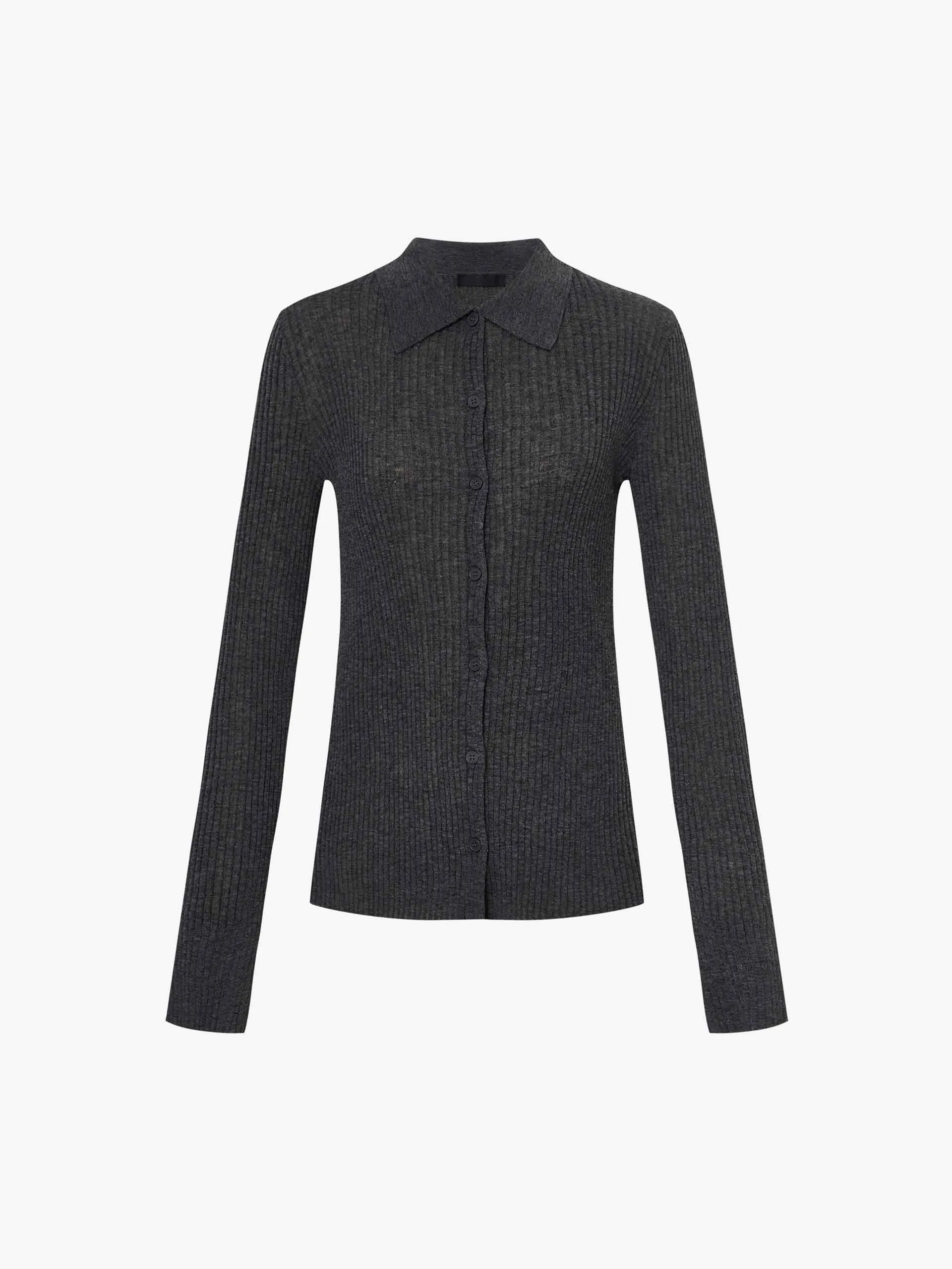 Polo Collar Knit Cardigan