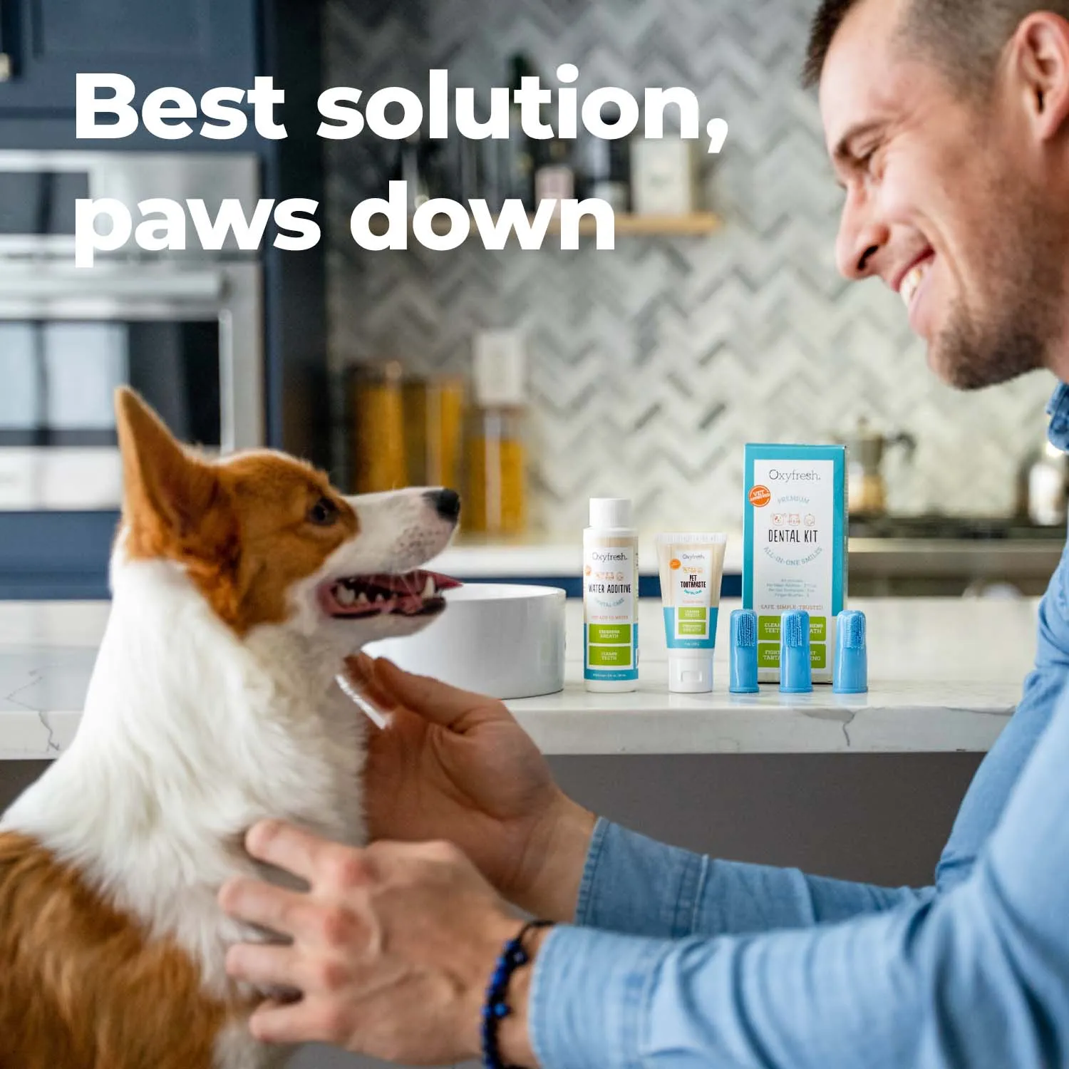 Premium Pet Dental Kit - Freshens Dog & Cat Bad Breath - Cleans Teeth
