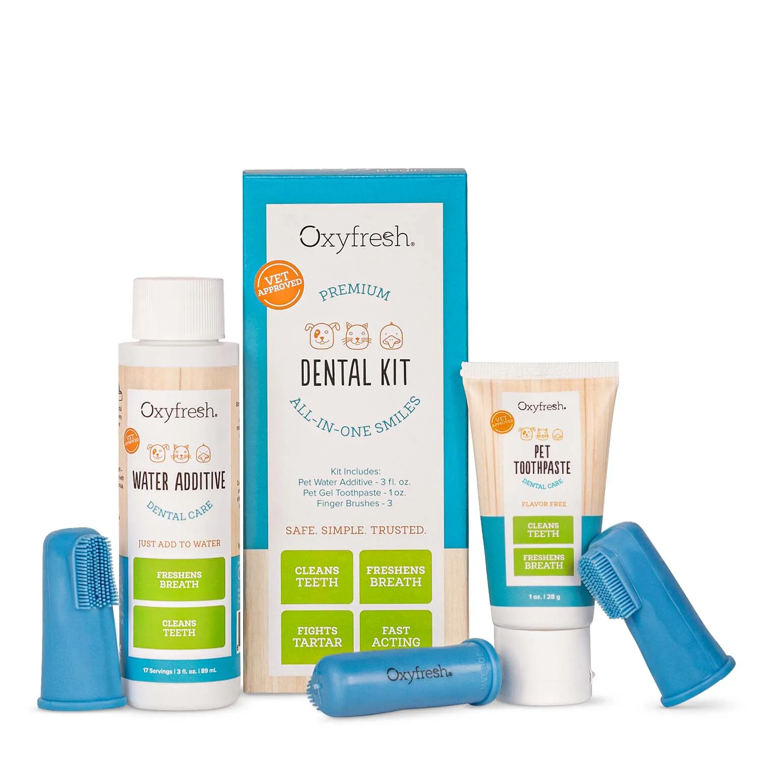 Premium Pet Dental Kit - Freshens Dog & Cat Bad Breath - Cleans Teeth
