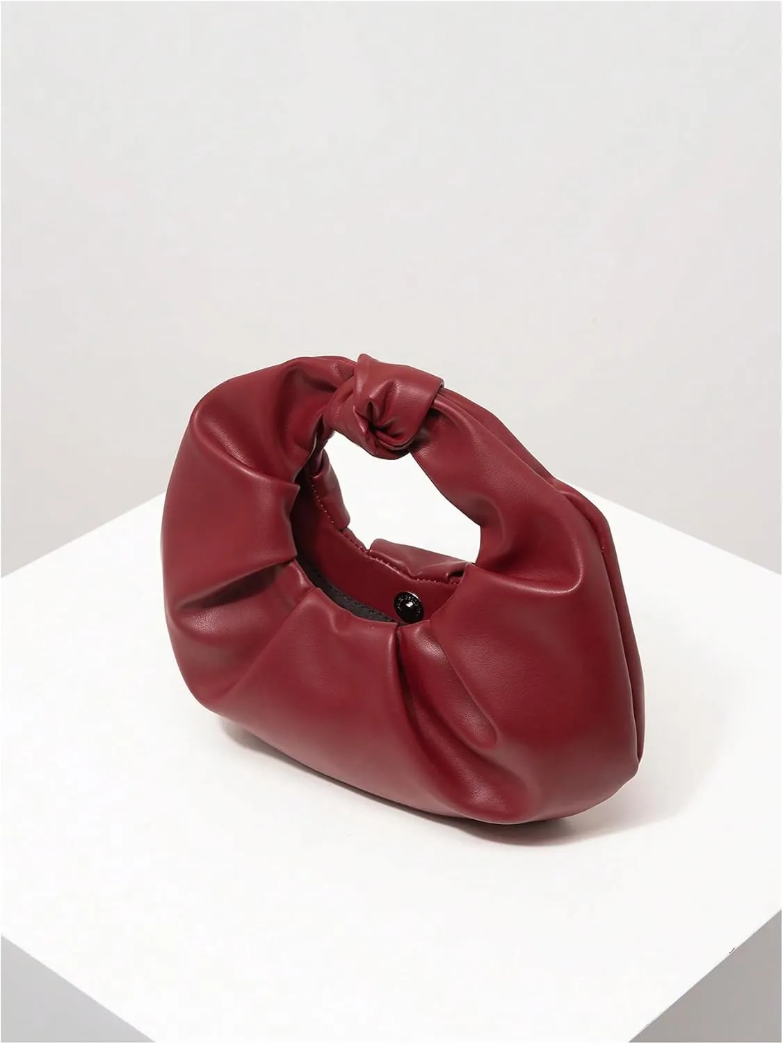 QWINEE Women's Y2k Cloud Shape Clutch Purse Faux PU Leather Evening Bag Ruched Knotted Vintage Handbags