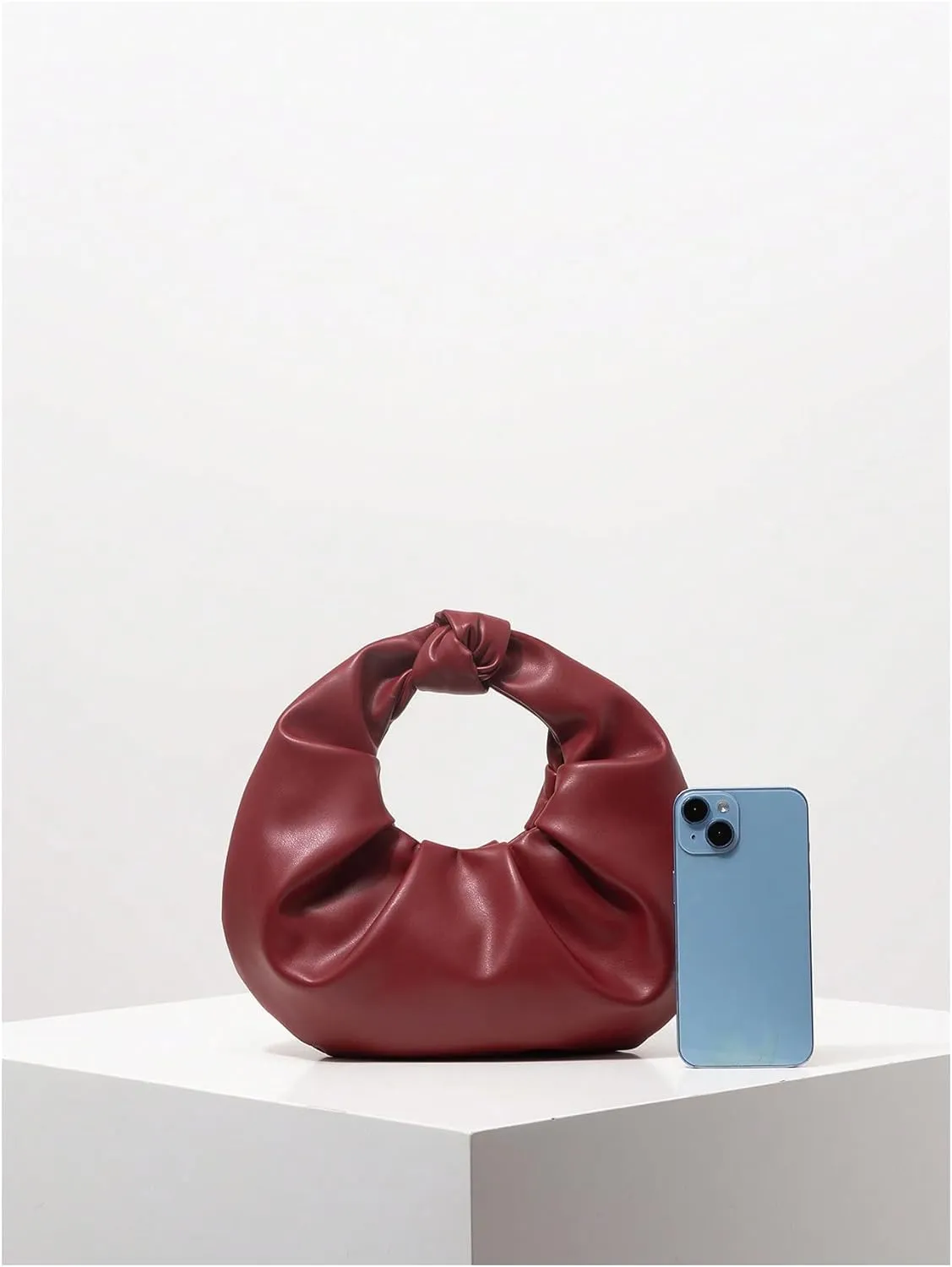 QWINEE Women's Y2k Cloud Shape Clutch Purse Faux PU Leather Evening Bag Ruched Knotted Vintage Handbags