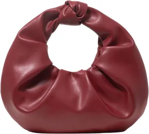 QWINEE Women's Y2k Cloud Shape Clutch Purse Faux PU Leather Evening Bag Ruched Knotted Vintage Handbags