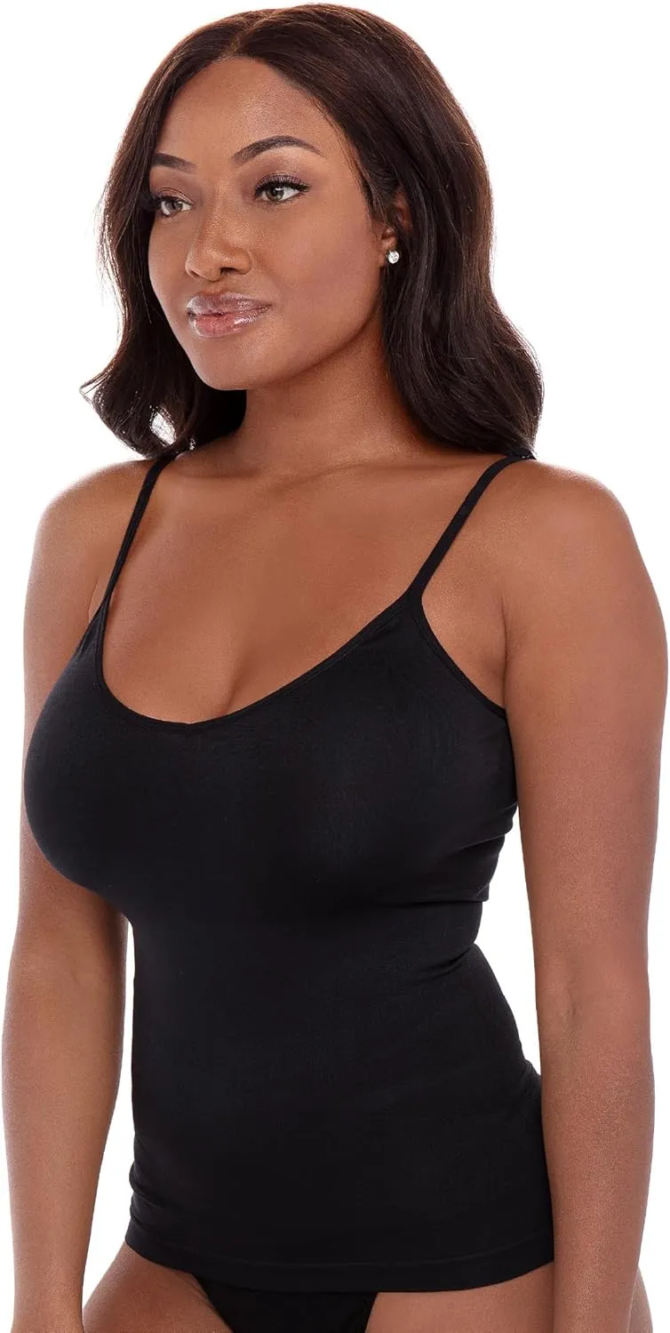 Rene Rofe 4-Pack Seamless Tummy Control Compression Camisoles with Adjustable Straps - Slim Fit, Lightweight, and Breathable
