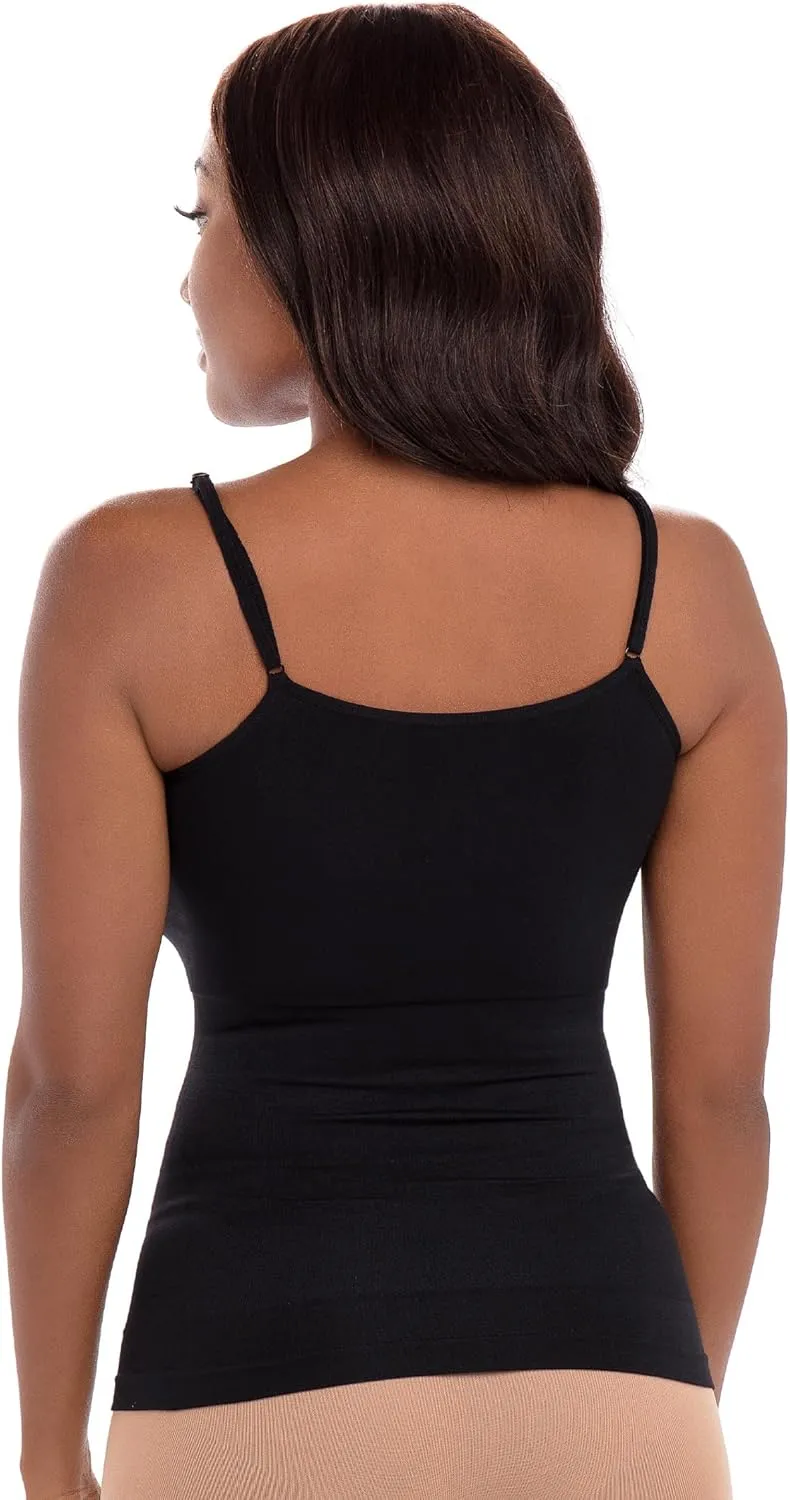 Rene Rofe 4-Pack Seamless Tummy Control Compression Camisoles with Adjustable Straps - Slim Fit, Lightweight, and Breathable