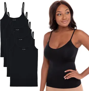 Rene Rofe 4-Pack Seamless Tummy Control Compression Camisoles with Adjustable Straps - Slim Fit, Lightweight, and Breathable