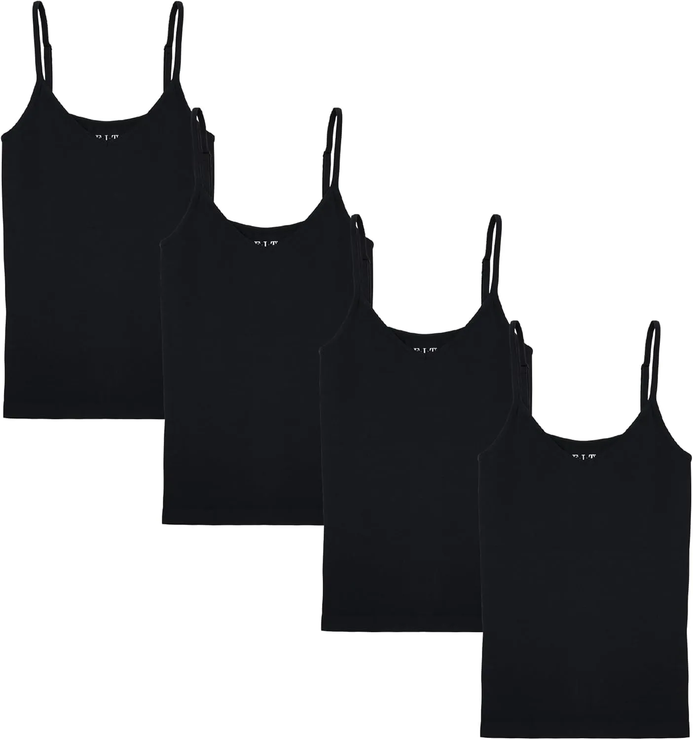 Rene Rofe 4-Pack Seamless Tummy Control Compression Camisoles with Adjustable Straps - Slim Fit, Lightweight, and Breathable