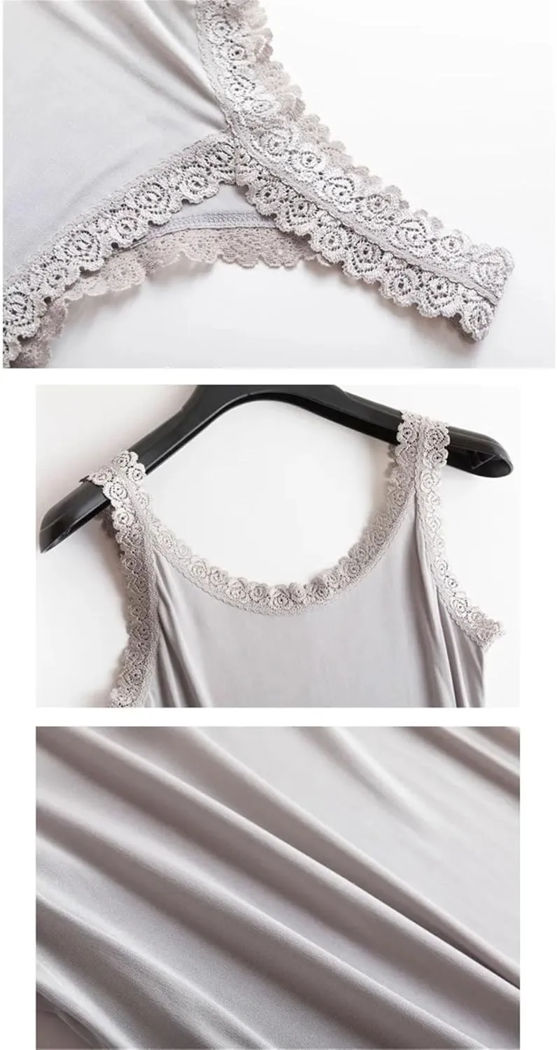 Rfmfkkg Women Silk Camis Lace Camisoles Bottoming Shirt Solid V-Neck Sleeveless Spaghetti Straps Blouse