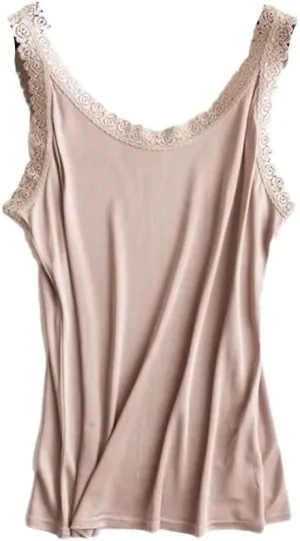 Rfmfkkg Women Silk Camis Lace Camisoles Bottoming Shirt Solid V-Neck Sleeveless Spaghetti Straps Blouse