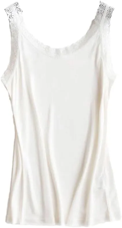 Rfmfkkg Women Silk Camis Lace Camisoles Bottoming Shirt Solid V-Neck Sleeveless Spaghetti Straps Blouse