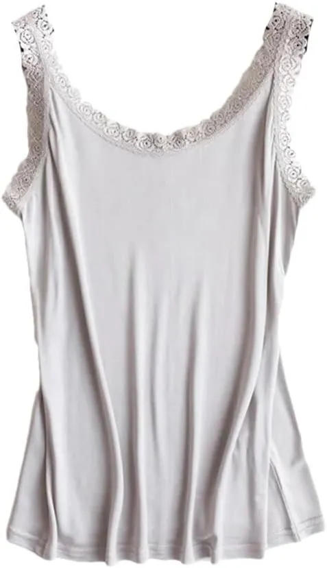 Rfmfkkg Women Silk Camis Lace Camisoles Bottoming Shirt Solid V-Neck Sleeveless Spaghetti Straps Blouse