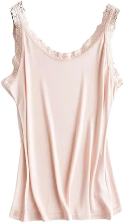 Rfmfkkg Women Silk Camis Lace Camisoles Bottoming Shirt Solid V-Neck Sleeveless Spaghetti Straps Blouse