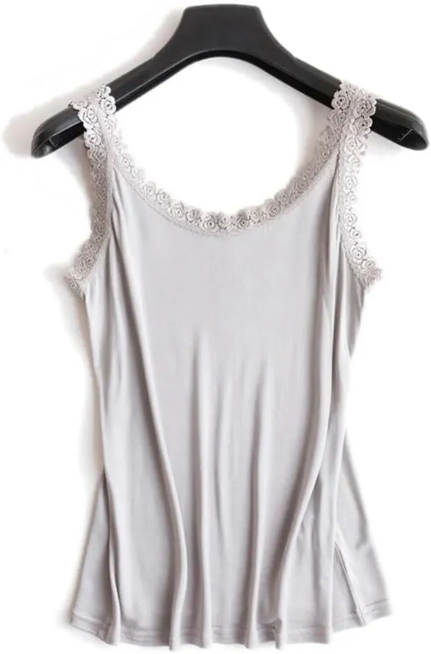 Rfmfkkg Women Silk Camis Lace Camisoles Bottoming Shirt Solid V-Neck Sleeveless Spaghetti Straps Blouse