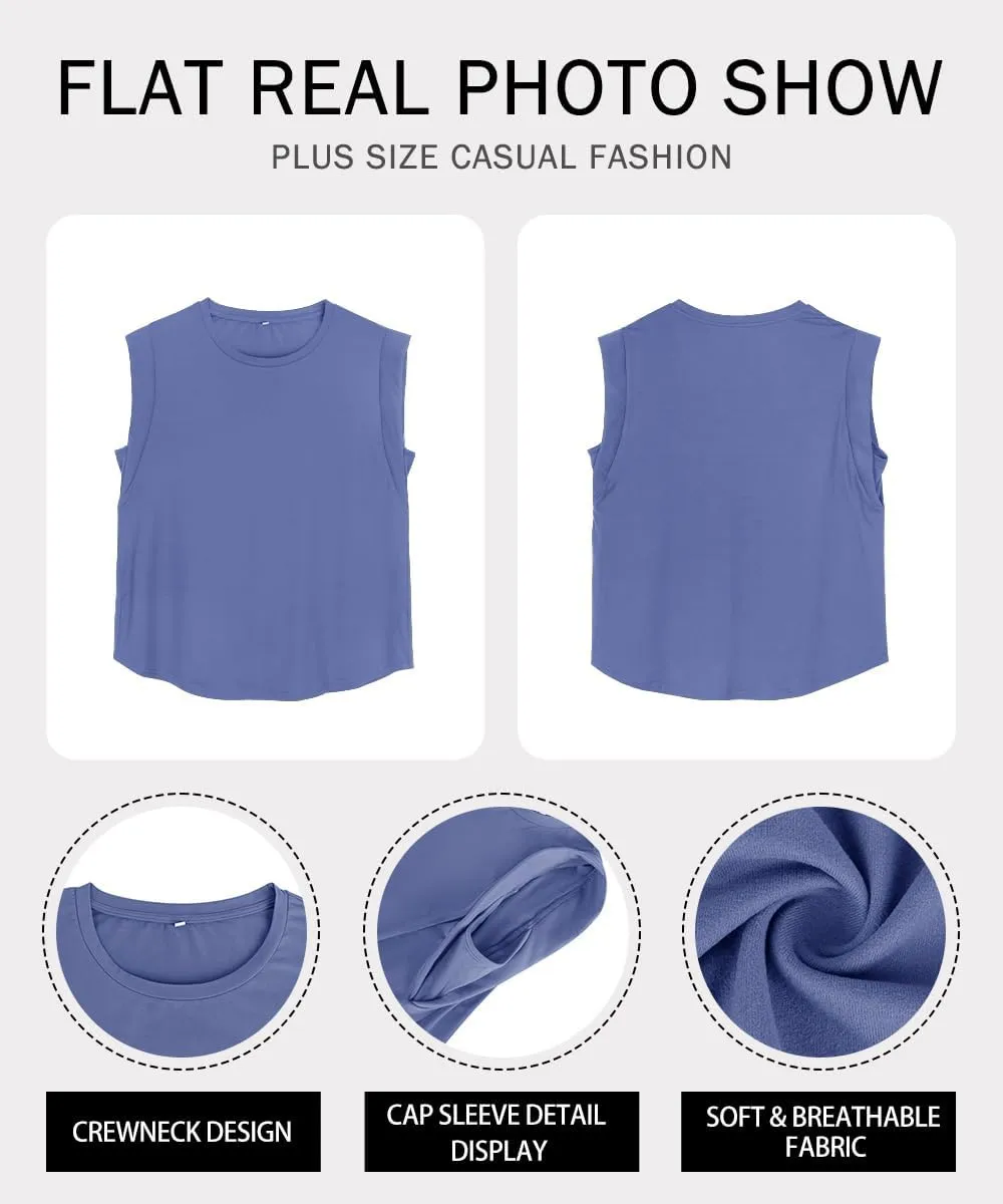 RITERA Plus Size Tank Tops for Women Sleeveless Shirt V Neck Basic Oversized Casual Tanks XL-5XL