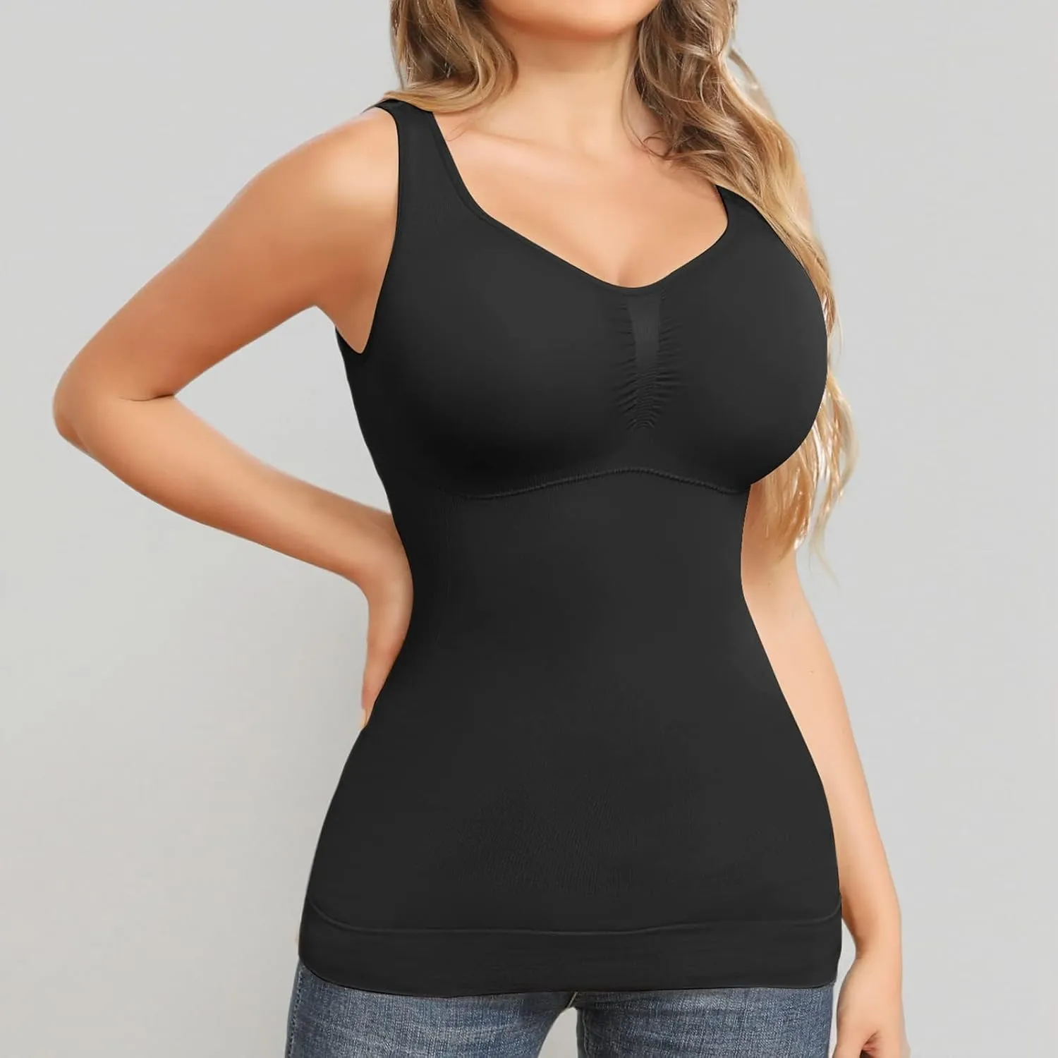 Shapewear Camisoles With Built in Bra Tummy Control Compression Tank Tops for Women Body Shaper Padded Tanks