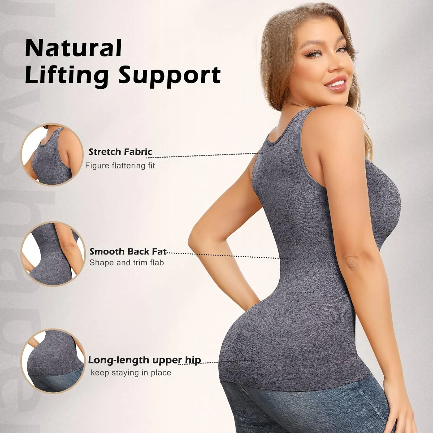 Shapewear Camisoles With Built in Bra Tummy Control Compression Tank Tops for Women Body Shaper Padded Tanks
