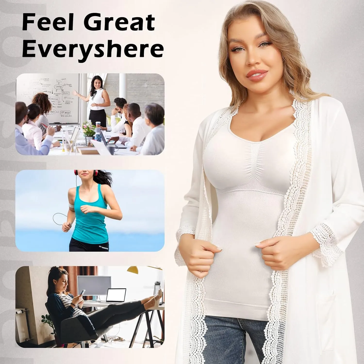Shapewear Camisoles With Built in Bra Tummy Control Compression Tank Tops for Women Body Shaper Padded Tanks