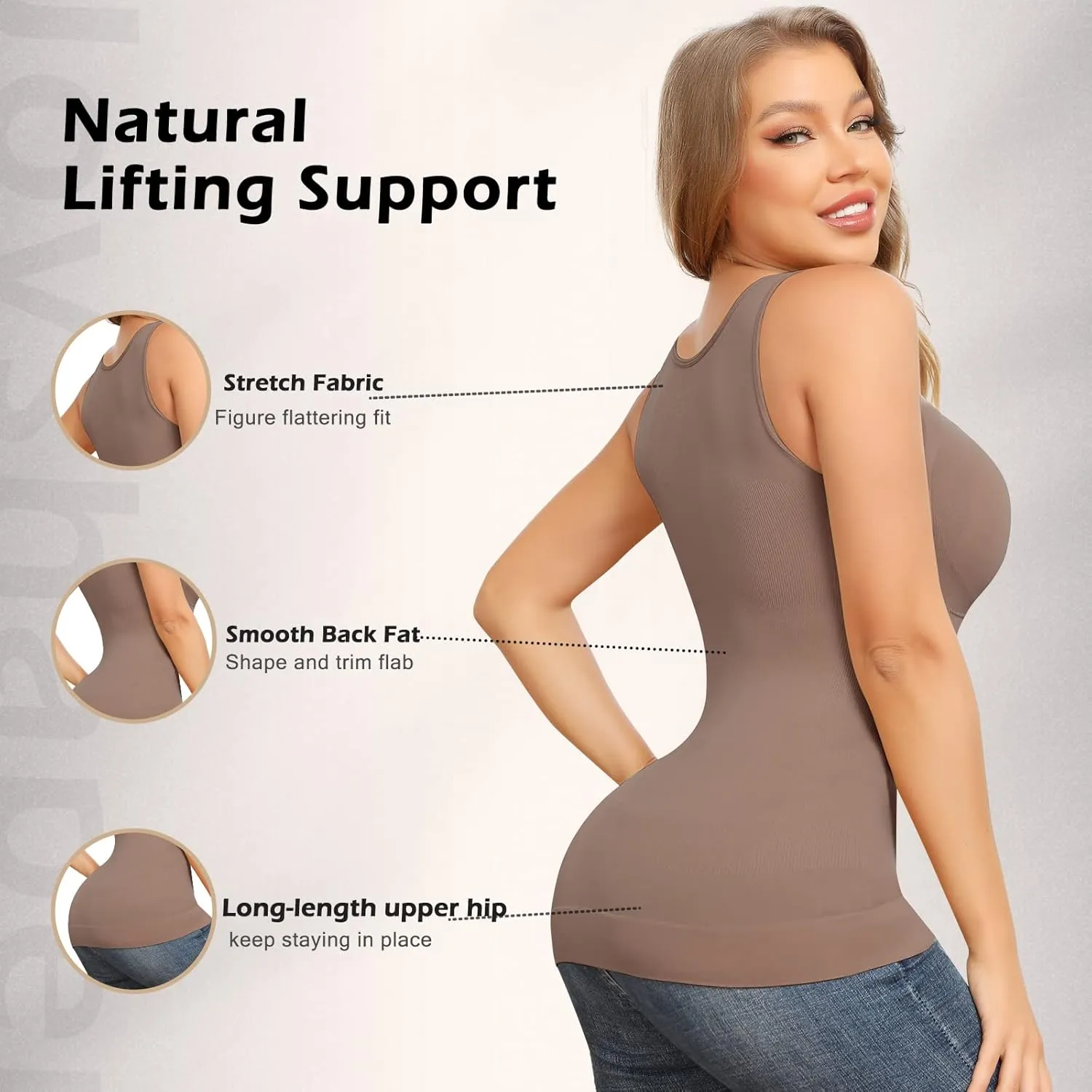 Shapewear Camisoles With Built in Bra Tummy Control Compression Tank Tops for Women Body Shaper Padded Tanks