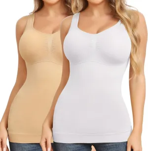 Shapewear Camisoles With Built in Bra Tummy Control Compression Tank Tops for Women Body Shaper Padded Tanks