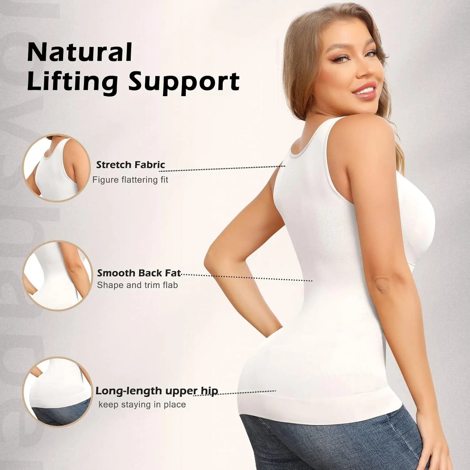 Shapewear Camisoles With Built in Bra Tummy Control Compression Tank Tops for Women Body Shaper Padded Tanks