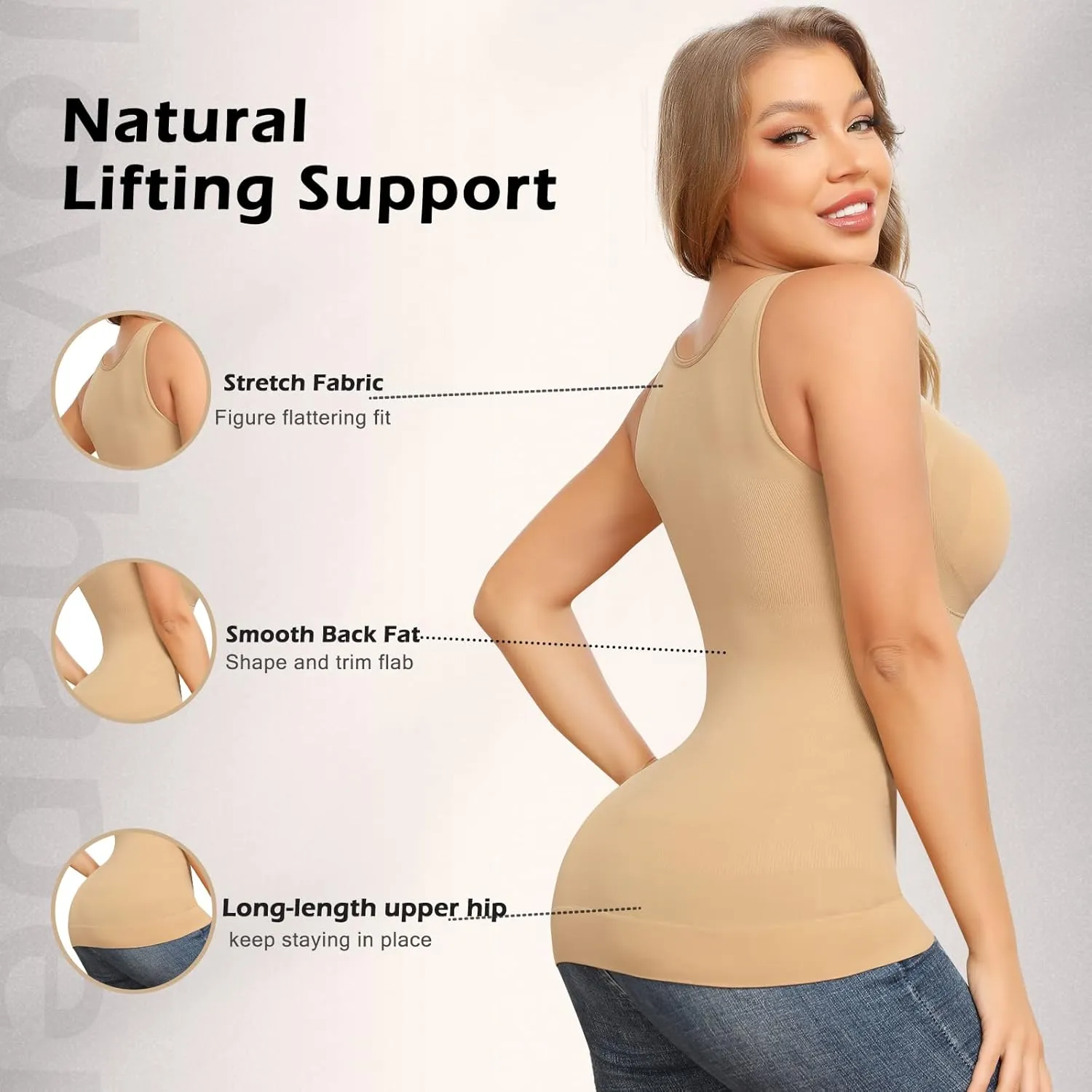Shapewear Camisoles With Built in Bra Tummy Control Compression Tank Tops for Women Body Shaper Padded Tanks