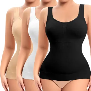 Shapewear Tank Tops for Women with Built in Bra Tummy Control Compression Camisoles Body Shaper Padded Tanks