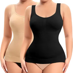 Shapewear Tank Tops for Women with Built in Bra Tummy Control Compression Camisoles Body Shaper Padded Tanks