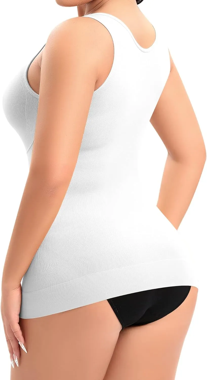 Shapewear Tank Tops for Women with Built in Bra Tummy Control Compression Camisoles Body Shaper Padded Tanks