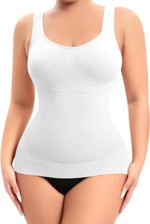 Shapewear Tank Tops for Women with Built in Bra Tummy Control Compression Camisoles Body Shaper Padded Tanks