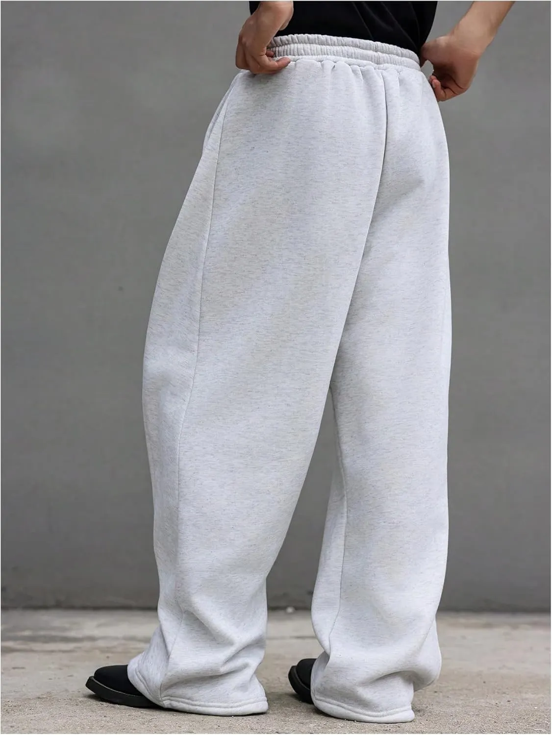 SHENHE Men's Baggy Pants Wide Leg Drawstring Waist Loose Sweatpants with Pockets