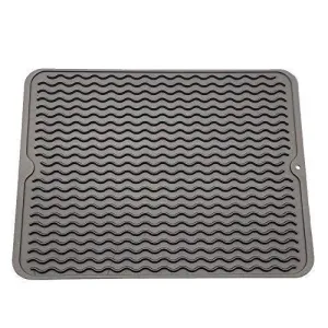 Silicone Dish Drying Mat, 16 x 12 inch Durable Kitchen Drainer Pad with Heat Resistant Trivet,Large Dish Washer Safe