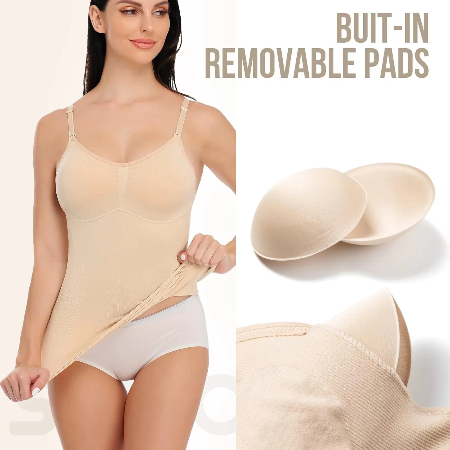 SLIMBELLE Shapewear Tank Tops with Built in Bra for Women Camisoles Tummy Contol Cami Shaper Compression Top