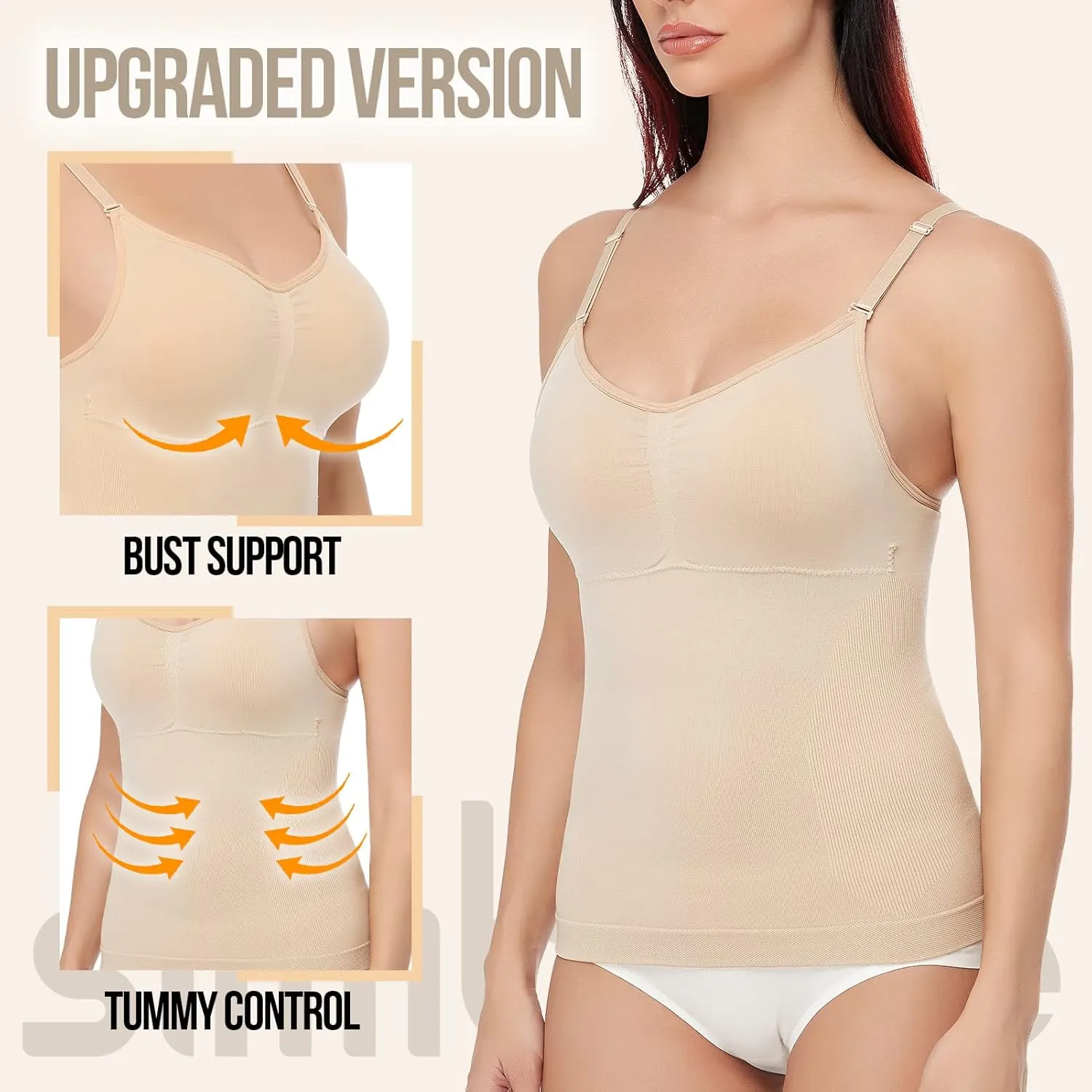 SLIMBELLE Shapewear Tank Tops with Built in Bra for Women Camisoles Tummy Contol Cami Shaper Compression Top