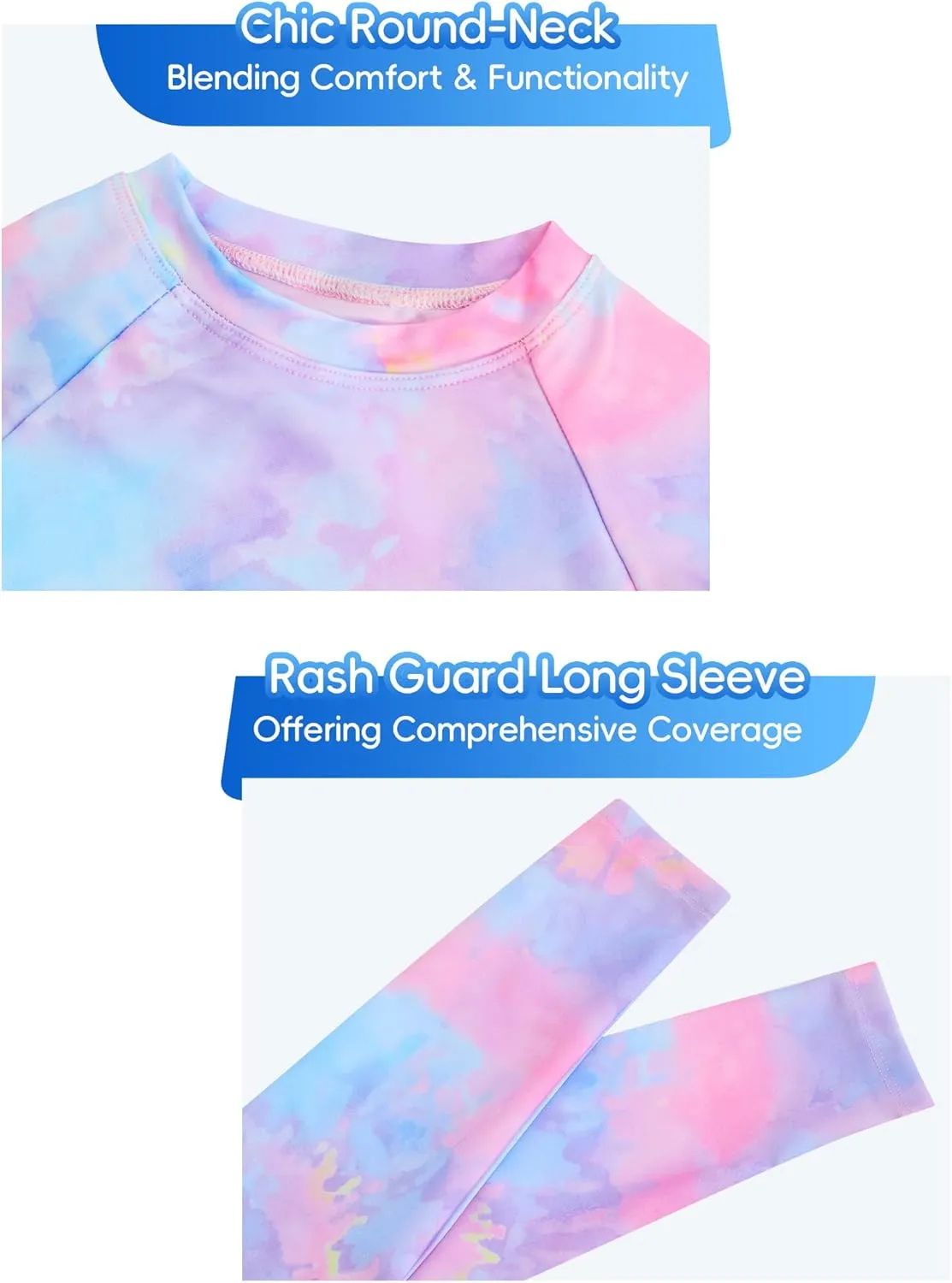 Snowheart Girls Rash Guard Swimsuit Set Long Sleeve Bathing Suit Two Piece 3-12 Years