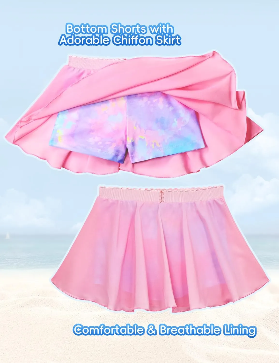 Snowheart Girls Rash Guard Swimsuit Set Long Sleeve Bathing Suit Two Piece 3-12 Years