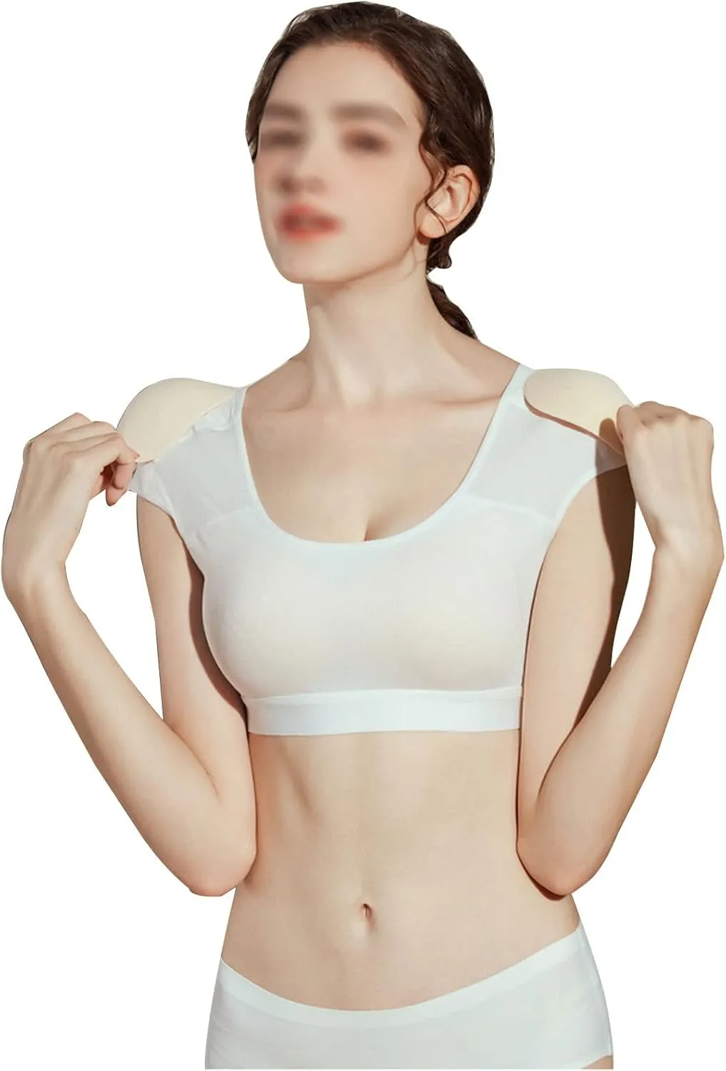 SNPP Women Elastic Soft Underwear Lingerie Tops 2 in 1 Built-in Shoulder Pad Ladies Padded Tank Top Shirt,Beige-1X
