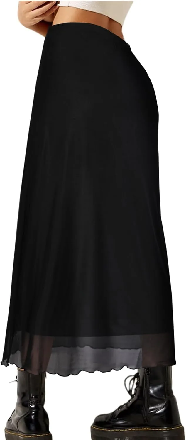 SOFIA'S CHOICE Midi Skirts for Women Elastic High Waisted A Line Flowy Floral Skirt
