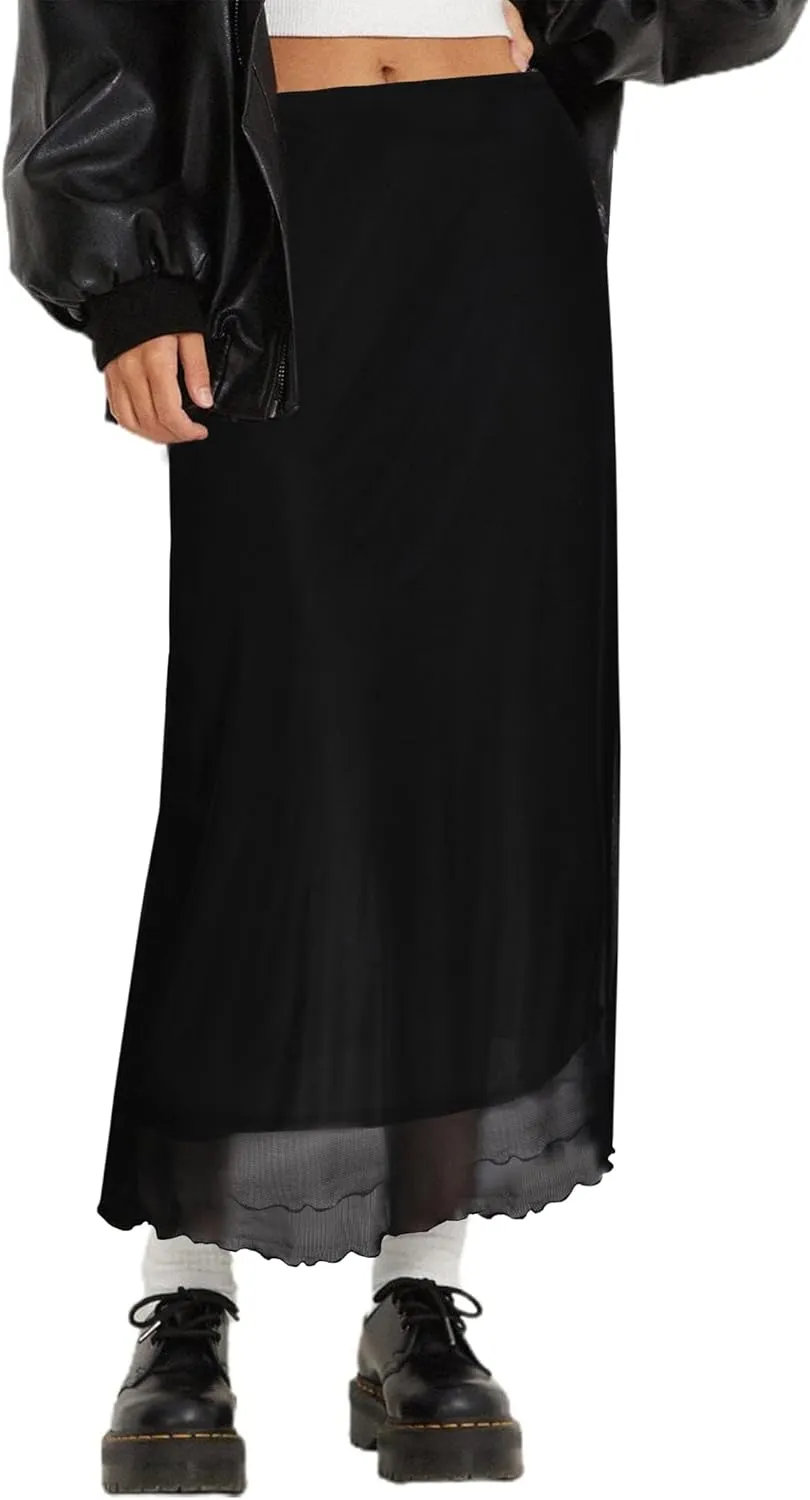SOFIA'S CHOICE Midi Skirts for Women Elastic High Waisted A Line Flowy Floral Skirt