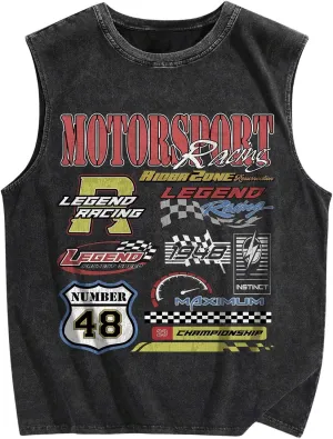 SOLY HUX Men's Vintage Graphic Tank Tops Summer Beach Sleeveless Tanks Vest Streetwear Shirts