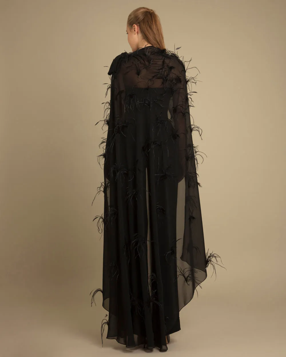 Strapless Cut Jumpsuit with Cape