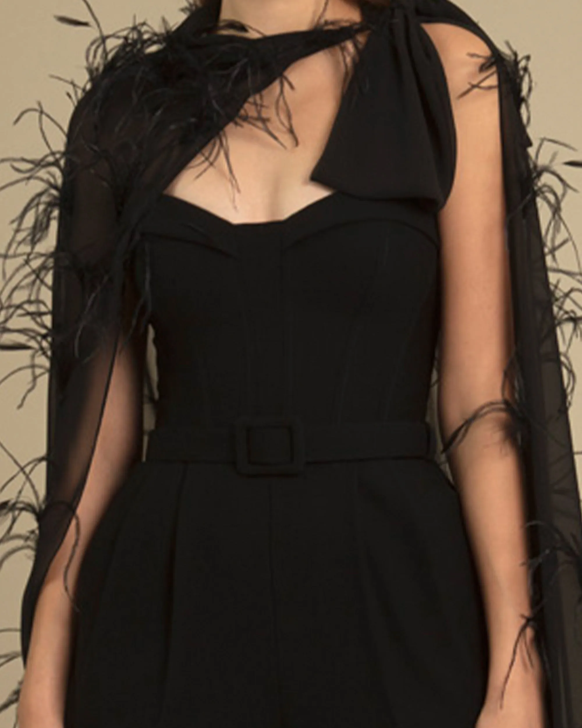 Strapless Cut Jumpsuit with Cape
